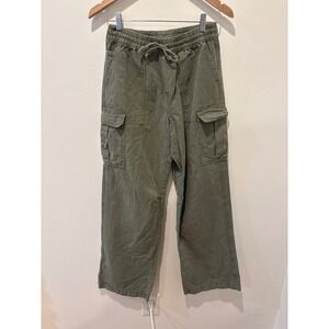 Aerie Cargo Pants Olive Green High Rise Wide Leg Drawstring XS